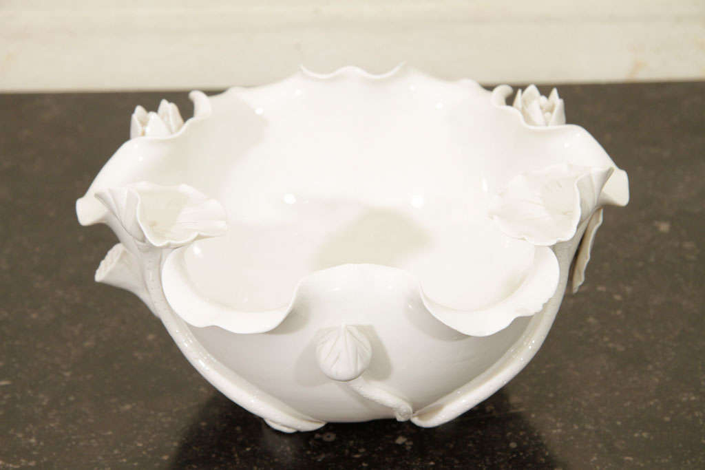 Chinese Late Qing Dynasty Whiteware Bowl with Lotus Flowers